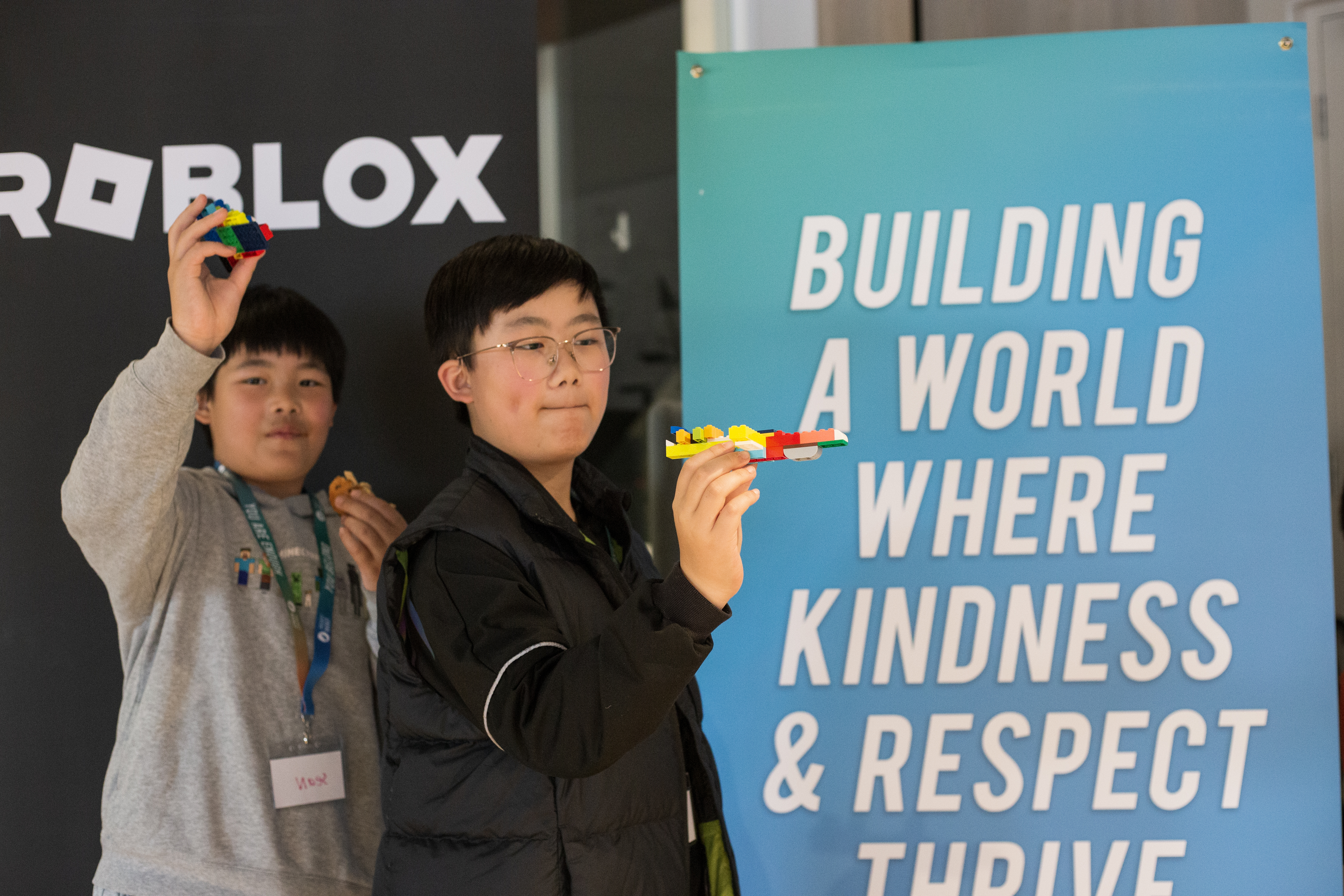 Young men and banners